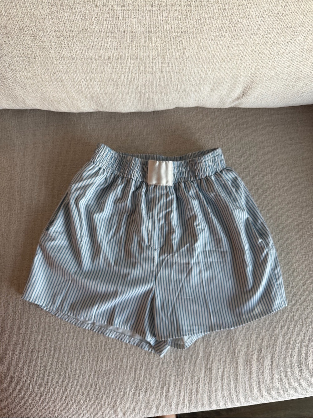 Light Blue Striped Women's Shorts